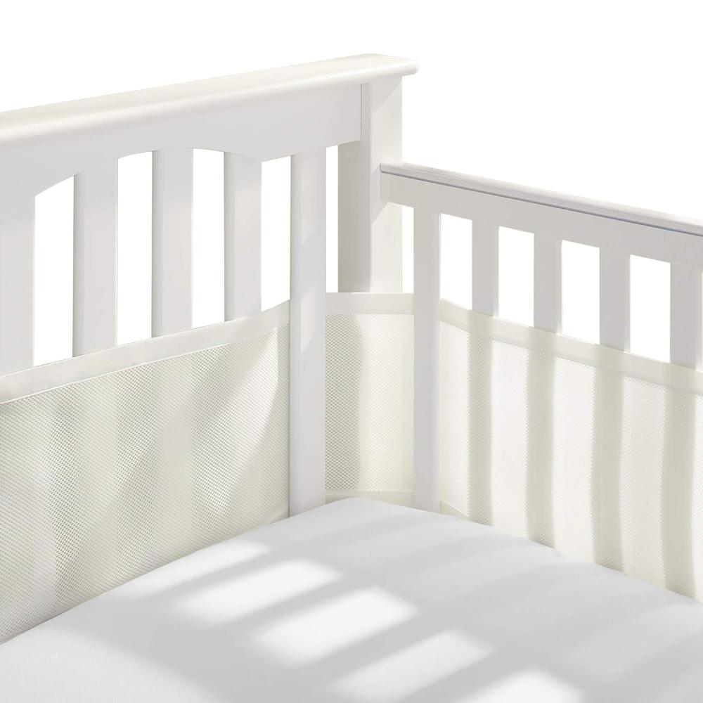 imageBreathableBaby Breathable Mesh Liner for FullSize Cribs Classic 3mm Mesh Navy Size 4FS Covers 3 or 4 SidesEcru