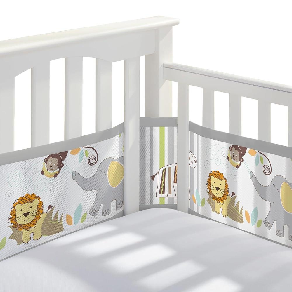 imageBreathableBaby Breathable Mesh Liner for FullSize Cribs Classic 3mm Mesh Navy Size 4FS Covers 3 or 4 SidesSafari Fun Too