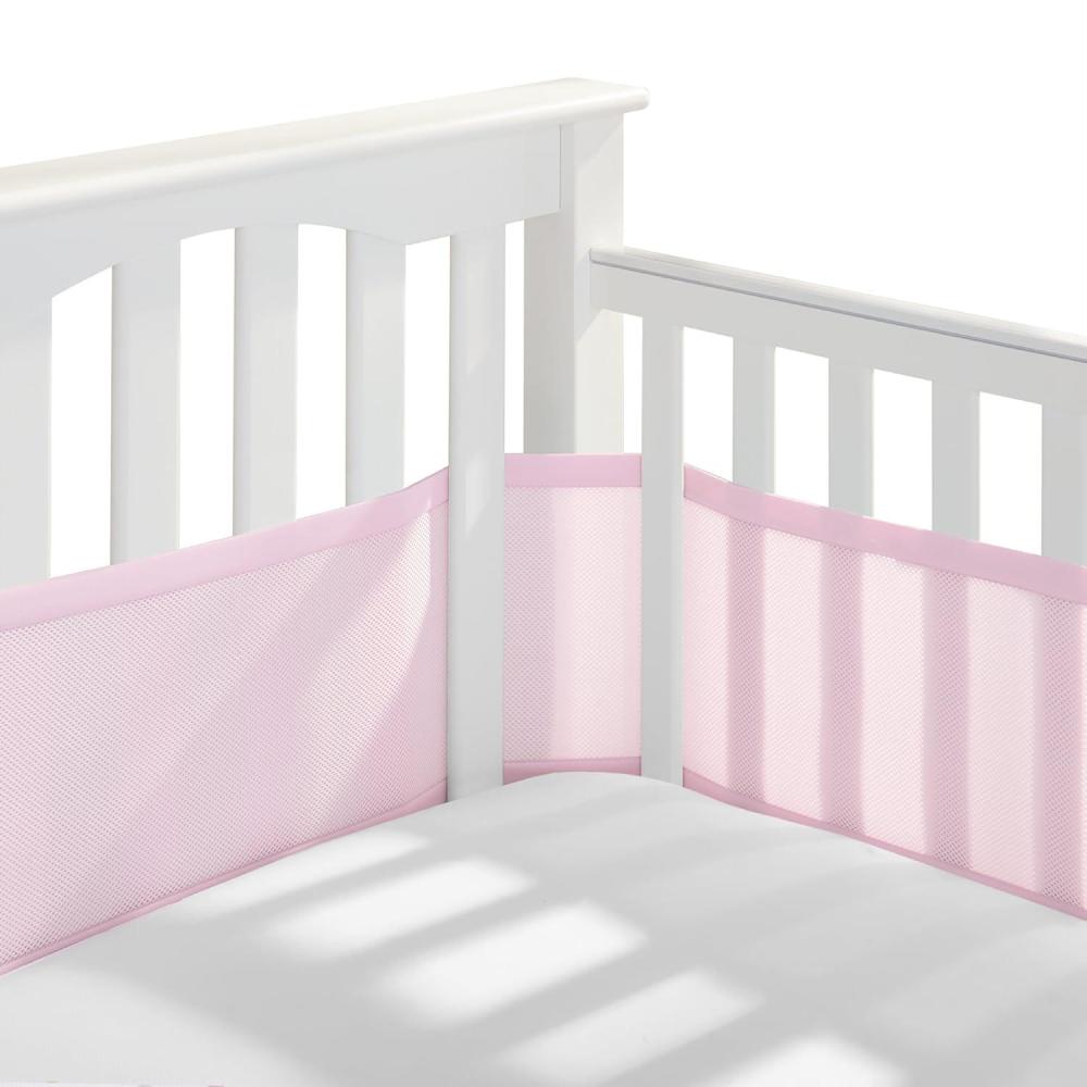 imageBreathableBaby Breathable Mesh Liner for FullSize Cribs Classic 3mm Mesh White Size 4FS Covers 3 or 4 SidesLight Pink