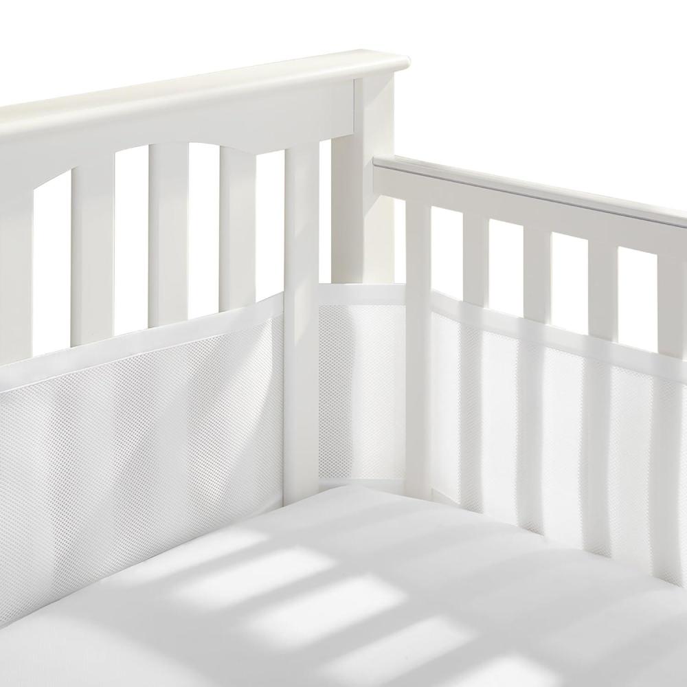 imageBreathableBaby Breathable Mesh Liner for FullSize Cribs Classic 3mm Mesh White Size 4FS Covers 3 or 4 SidesWhite