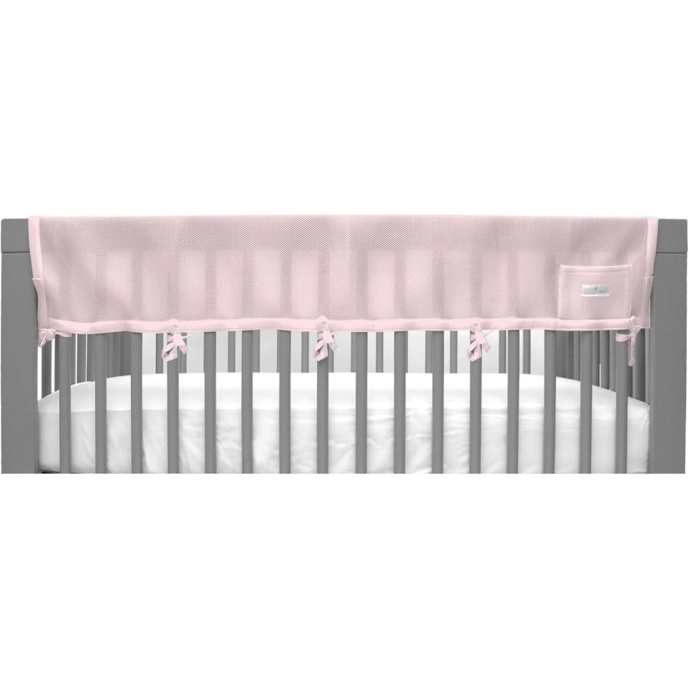 imageBreathableBaby Breathable Mesh RailGuard Teething Cover  51 Long Panel 1  Fits Most FullSize and Does Not Fit Mini Cribs  Use with Coordinating Short Panels  GrayLight Pink