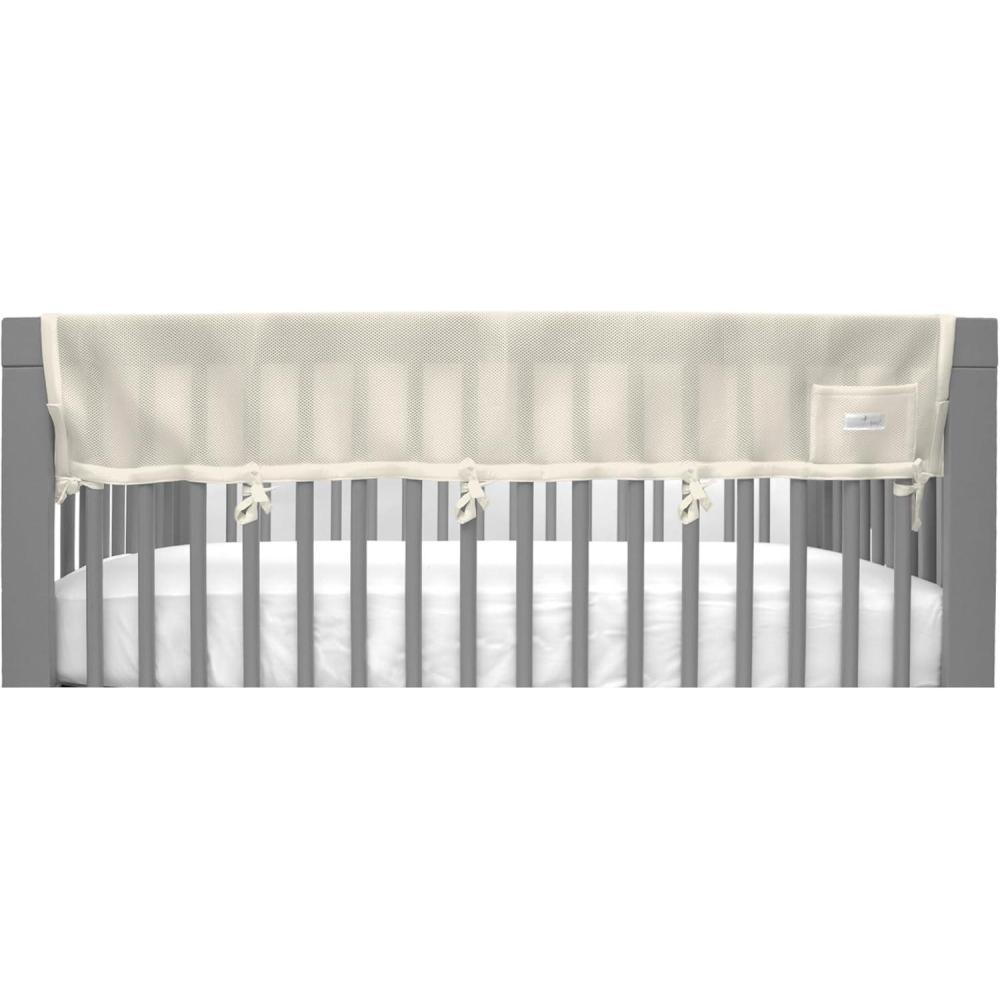 imageBreathableBaby Breathable Mesh RailGuard Teething Cover 51 Long Panel 1 Fits Most FullSize and Does Not Fit Mini Cribs Use with Coordinating Short Panels GrayEcru