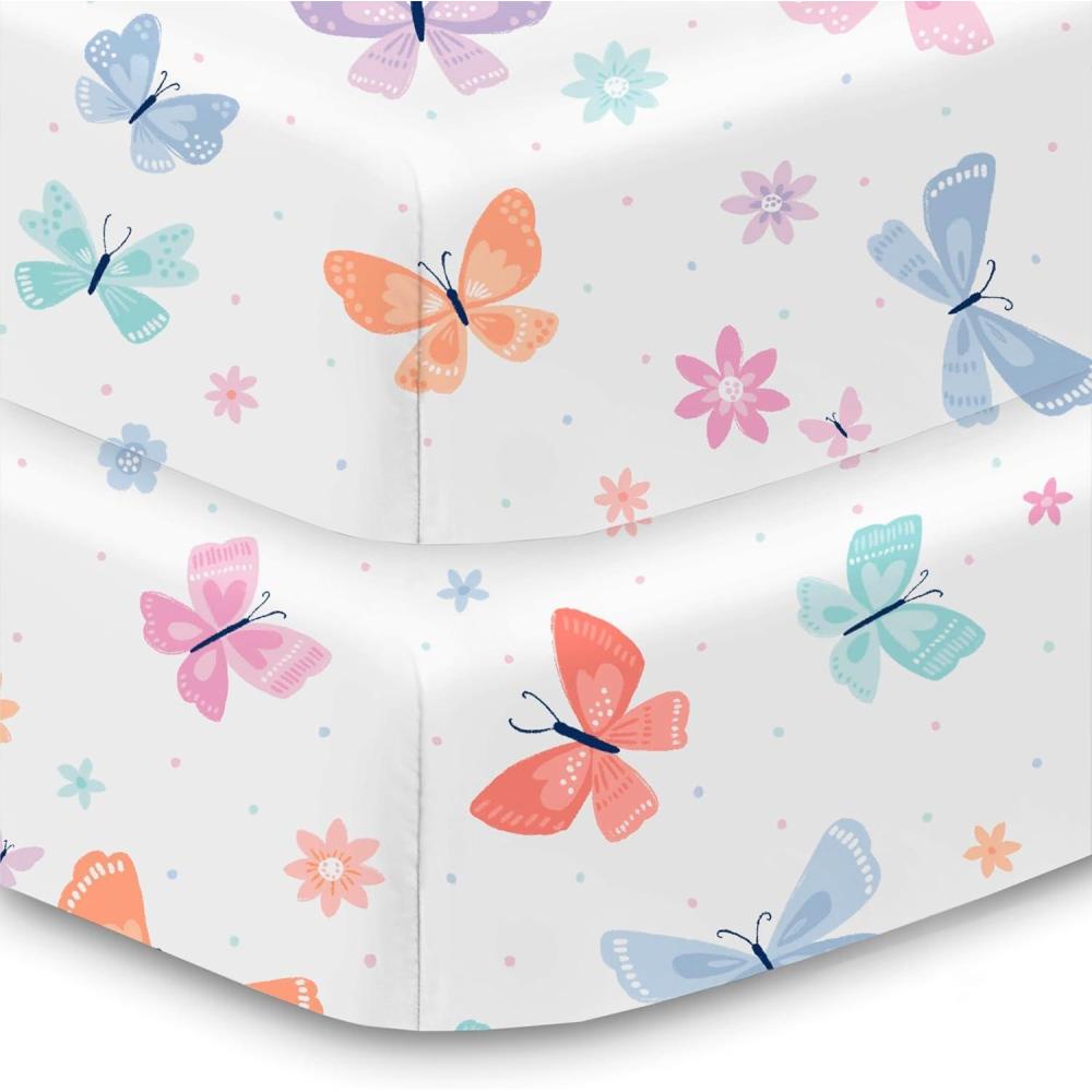 imageBreathableBaby Cotton Percale Fitted Sheet for 52 x 28132 x 71 cm Crib amp Toddler Bed Mattress Safari 2PackFlutter