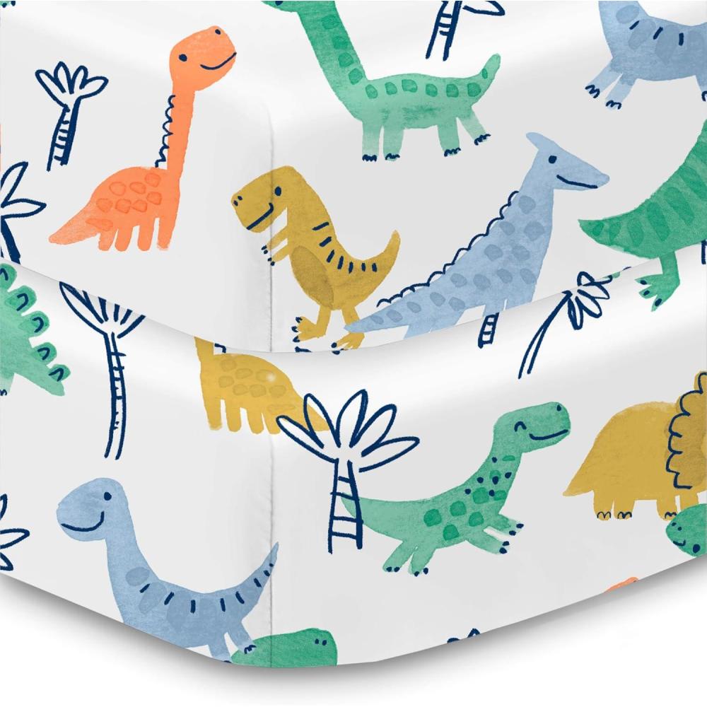 imageBreathableBaby Cotton Percale Fitted Sheet for 52 x 28132 x 71 cm Crib amp Toddler Bed Mattress Safari 2PackRoar