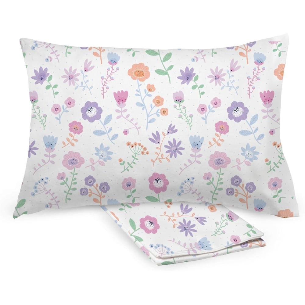 imageBreathableBaby Cotton Percale Pillowcase for 13 x 1833 x 46 cm Toddler Pillow Roar 2PackBlooms