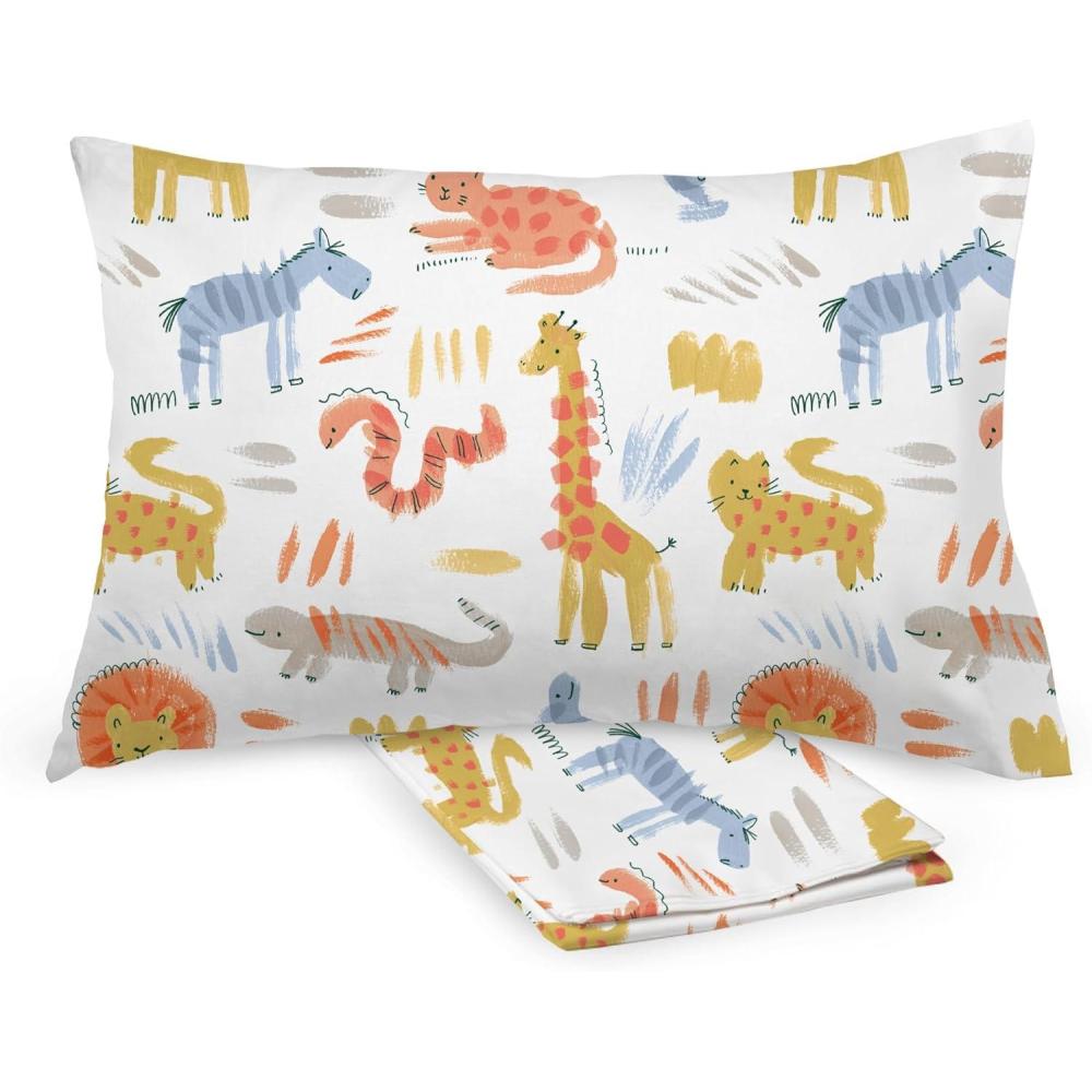 imageBreathableBaby Cotton Percale Pillowcase for 13 x 1833 x 46 cm Toddler Pillow Roar 2PackSafari