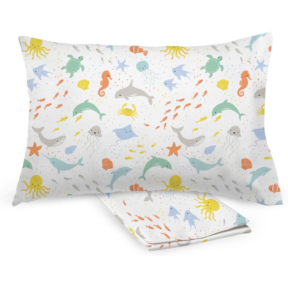 imageBreathableBaby Cotton Percale Pillowcase for 13 x 1833 x 46 cm Toddler Pillow Roar 2PackSea Life