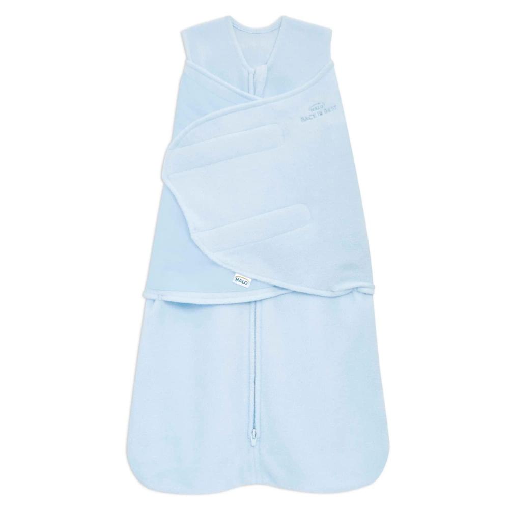 imageHALO MicroFleece Sleepsack Swaddle 3Way Adjustable Swaddle Blanket for Newborn and Infants TOG 30 for Cold Climates Hip Healthy Baby Blue Newborn 03 MonthsBaby Blue