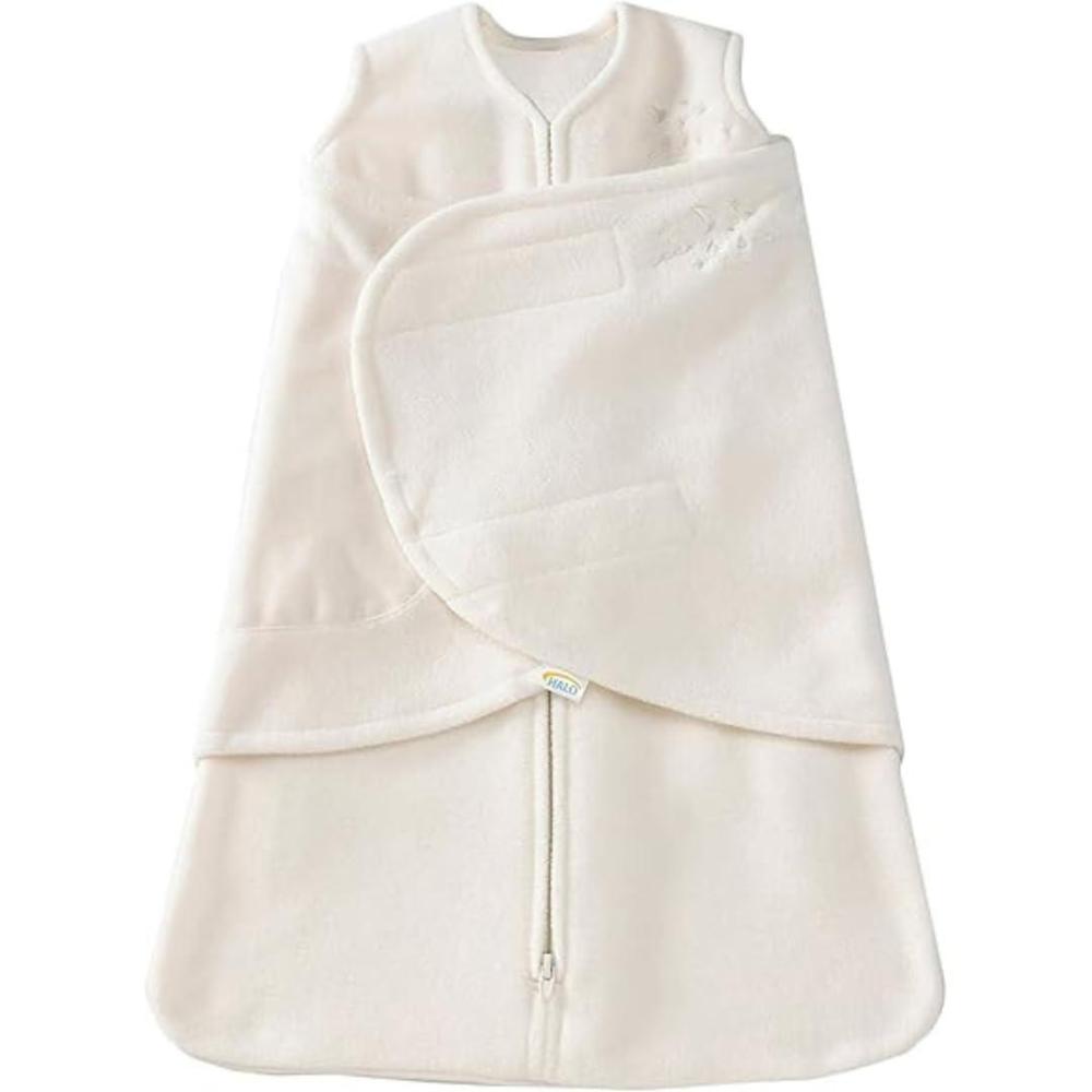 imageHALO MicroFleece Sleepsack Swaddle 3Way Adjustable Swaddle Blanket for Newborn and Infants TOG 30 for Cold Climates Hip Healthy Baby Blue Newborn 03 MonthsCream