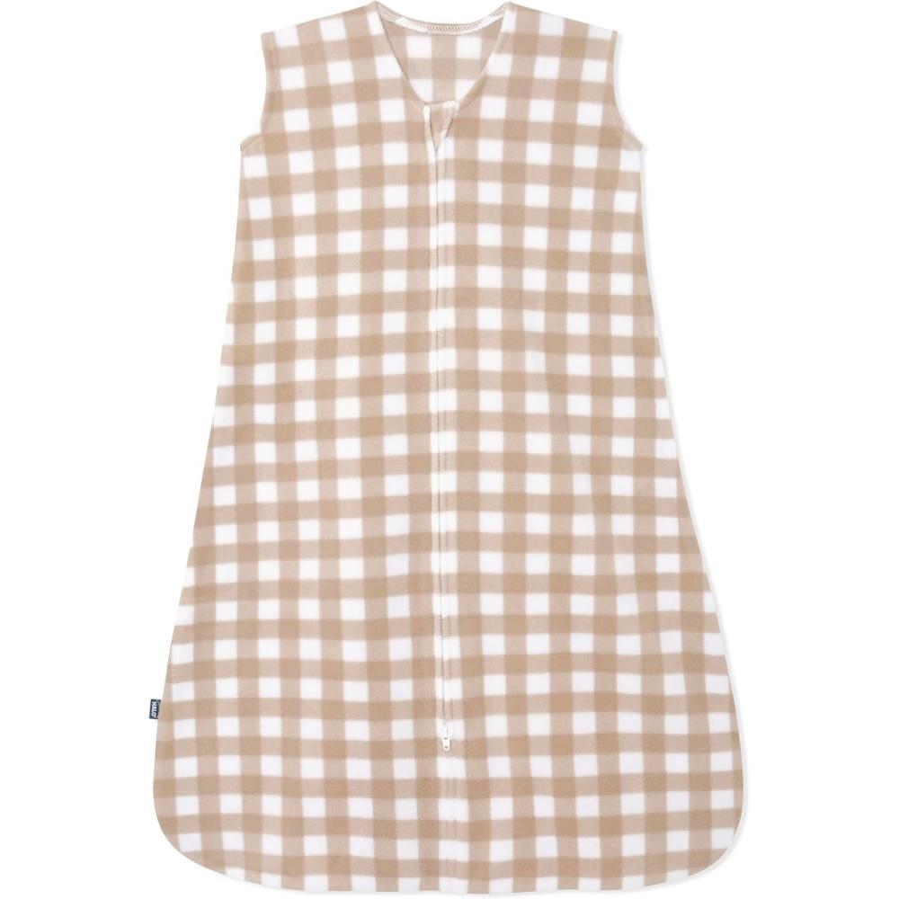 imageHALO MicroFleece Wearable Blanket Swaddle Transition Sleeping Bag TOG 10Gingham Tan