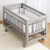 BreathableBaby Breathable Mesh Liner for Full-Size Cribs, Classic 3mm Mesh, Navy (Size 4FS Covers 3 or 4 Sides)(Gray Chevron)