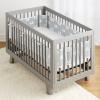 BreathableBaby Breathable Mesh Liner for Full-Size Cribs, Classic 3mm Mesh, Navy (Size 4FS Covers 3 or 4 Sides)(Peaceful Elephant Gray)
