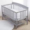 BreathableBaby Breathable Mesh Liner for Full-Size Cribs, Deluxe 4mm Mesh, White Ruffle (Size 4FS Covers 3 or 4 Sides)(Feathered Friends)