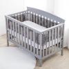 BreathableBaby Breathable Mesh Liner for Full-Size Cribs, Deluxe 4mm Mesh, White Ruffle (Size 4FS Covers 3 or 4 Sides)(Gray Links)