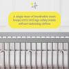 BreathableBaby Breathable Mesh Liner for Full-Size Cribs, Deluxe 4mm Mesh, White Ruffle (Size 4FS Covers 3 or 4 Sides)(Shell Pink)