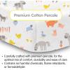 BreathableBaby Cotton Percale Fitted Sheet, for 52″ x 28″/132 x 71 cm Crib & Toddler Bed Mattress, Safari (2-Pack)(Farm)