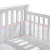 BreathableBaby Breathable Mesh Liner for Full-Size Cribs, Classic 3mm Mesh, Navy (Size 4FS Covers 3 or 4 Sides)(White with Rose Seersucker)