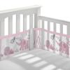 BreathableBaby Breathable Mesh Liner for Full-Size Cribs, Classic 3mm Mesh, White (Size 4FS Covers 3 or 4 Sides)(Safari Fun Girl)