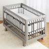 BreathableBaby Breathable Mesh Liner for Full-Size Cribs, Deluxe 4mm Mesh, Charcoal Linen (Size 4FS Covers 3 or 4 Sides)