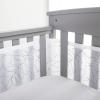 BreathableBaby Breathable Mesh Liner for Full-Size Cribs, Deluxe 4mm Mesh, White Ruffle (Size 4FS Covers 3 or 4 Sides)(Feathered Friends)