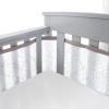 BreathableBaby Breathable Mesh Liner for Full-Size Cribs, Deluxe 4mm Mesh, White Ruffle (Size 4FS Covers 3 or 4 Sides)(Woodland Leaves)