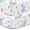 BreathableBaby Cotton Percale Fitted Sheet, for 52″ x 28″/132 x 71 cm Crib & Toddler Bed Mattress, Safari (2-Pack)(Bunnies)