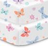 BreathableBaby Cotton Percale Fitted Sheet, for 52″ x 28″/132 x 71 cm Crib & Toddler Bed Mattress, Safari (2-Pack)(Flutter)