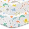 BreathableBaby Cotton Percale Fitted Sheet, for 52″ x 28″/132 x 71 cm Crib & Toddler Bed Mattress, Safari (2-Pack)(Sea Life)