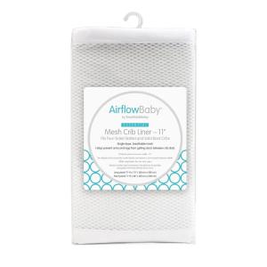 AirflowBaby Breathable Mesh Liner for Full-Size Cribs, 11″H (28cm) Essential 2mm Mesh, White (Size 4FS Covers 3 or 4 Sides)(11 inch (Pack of 1))