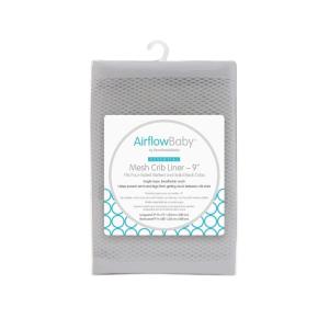 AirflowBaby Breathable Mesh Liner for Full-Size Cribs, 9″ H (23cm) Essential 2mm Mesh, White (Size 4FS Covers 3 or 4 Sides)