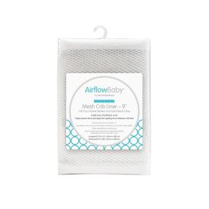 AirflowBaby Breathable Mesh Liner for Full-Size Cribs, 9″ H (23cm) Essential 2mm Mesh, White (Size 4FS Covers 3 or 4 Sides)(9 Inch (Pack of 1))