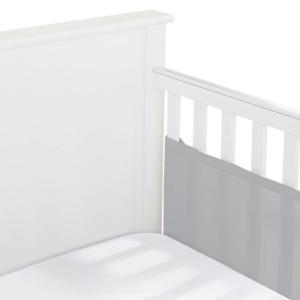 BreathableBaby Breathable Mesh Liner for Full-Size Cribs, Classic 3mm Mesh, Gray (Size 2FS Covers 2 Sides)(Gray)