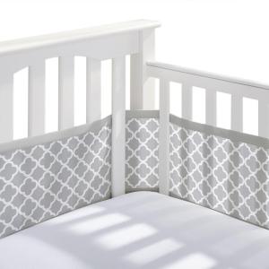 BreathableBaby Breathable Mesh Liner for Full-Size Cribs, Classic 3mm Mesh, Navy (Size 4FS Covers 3 or 4 Sides)(Clover)