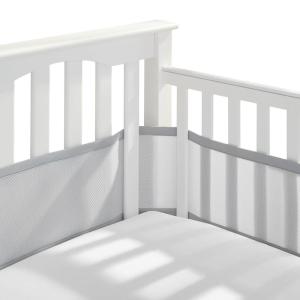BreathableBaby Breathable Mesh Liner for Full-Size Cribs, Classic 3mm Mesh, Navy (Size 4FS Covers 3 or 4 Sides)(Gray)