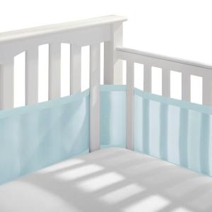 BreathableBaby Breathable Mesh Liner for Full-Size Cribs, Classic 3mm Mesh, White (Size 4FS Covers 3 or 4 Sides)(Blue Green Aqua)