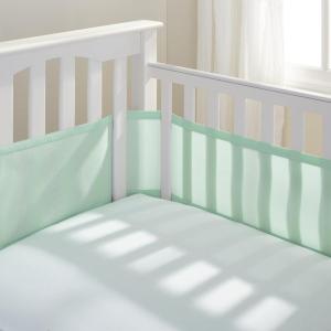 BreathableBaby Breathable Mesh Liner for Full-Size Cribs, Classic 3mm Mesh, White (Size 4FS Covers 3 or 4 Sides)(Mint Green)