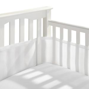 BreathableBaby Breathable Mesh Liner for Full-Size Cribs, Classic 3mm Mesh, White (Size 4FS Covers 3 or 4 Sides)(White)