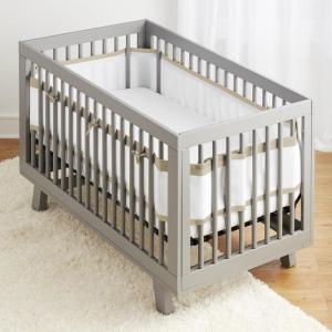 BreathableBaby Breathable Mesh Liner for Full-Size Cribs, Deluxe 4mm Mesh, Natural Linen (Size 4FS Covers 3 or 4 Sides)