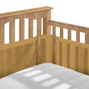 BreathableBaby Breathable Mesh Liner for Full-Size Cribs, Deluxe 4mm Mesh, White Ruffle (Size 4FS Covers 3 or 4 Sides)(Golden Sunrise)