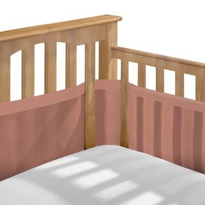 BreathableBaby Breathable Mesh Liner for Full-Size Cribs, Deluxe 4mm Mesh, White Ruffle (Size 4FS Covers 3 or 4 Sides)(Red Clay)
