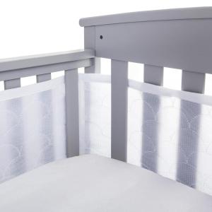 BreathableBaby Breathable Mesh Liner for Full-Size Cribs, Deluxe 4mm Mesh, White Ruffle (Size 4FS Covers 3 or 4 Sides)(White Scallops)