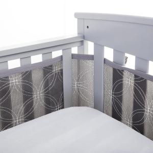 BreathableBaby Breathable Mesh Liner for Full-Size Cribs, Sheer Deluxe 5mm Mesh, Clouds (Size 4FS Covers 3 or 4 Sides)(Gray Links)