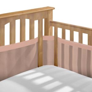BreathableBaby Breathable Mesh Liner for Full-Size Cribs, Sheer Deluxe 5mm Mesh, Clouds (Size 4FS Covers 3 or 4 Sides)(Shell Pink)
