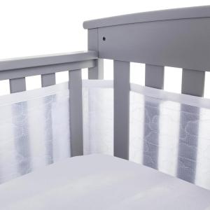 BreathableBaby Breathable Mesh Liner for Full-Size Cribs, Sheer Deluxe 5mm Mesh, Clouds (Size 4FS Covers 3 or 4 Sides)(White Clouds)