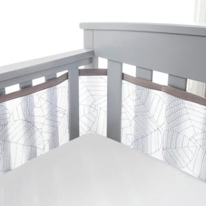 BreathableBaby Breathable Mesh Liner for Full-Size Cribs, Sheer Deluxe 5mm Mesh, Clouds (Size 4FS Covers 3 or 4 Sides)(Woodland Leaves)