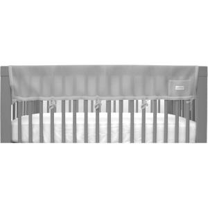 BreathableBaby Breathable Mesh RailGuard Teething Cover — 51” Long Panel (1) — Fits Most Full-Size and Does Not Fit Mini Cribs — Use with Coordinating Short Panels – Gray(Grey)