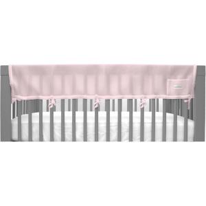 BreathableBaby Breathable Mesh RailGuard Teething Cover — 51” Long Panel (1) — Fits Most Full-Size and Does Not Fit Mini Cribs — Use with Coordinating Short Panels – Gray(Light Pink)