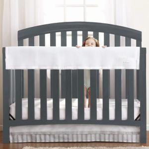 BreathableBaby Breathable Mesh RailGuard Teething Cover — White — 51” Long Panel (1) — Fits Most Full-Size and Does Not Fit Mini Cribs — Use with Coordinating Short Panels for Extra Coverage(Long Side)