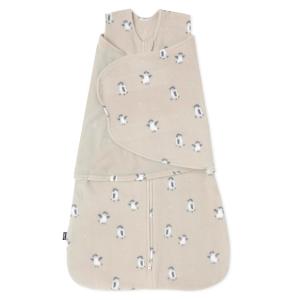 HALO Micro-Fleece Sleepsack Swaddle, 3-Way Adjustable Swaddle Blanket for Newborn and Infants, TOG 3.0 for Cold Climates, Hip Healthy, Baby Blue, Newborn, 0-3 Months(Penguin Pals)