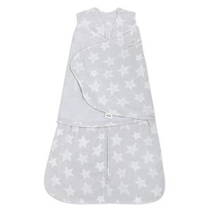 HALO Micro-Fleece Sleepsack Swaddle, 3-Way Adjustable Swaddle Blanket for Newborn and Infants, TOG 3.0 for Cold Climates, Hip Healthy, Baby Blue, Newborn, 0-3 Months(Grey Stars)